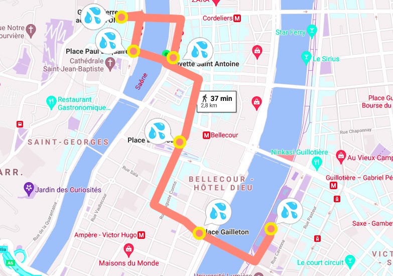 Parcours dans Lyon avec les enfants pendant la canicule 