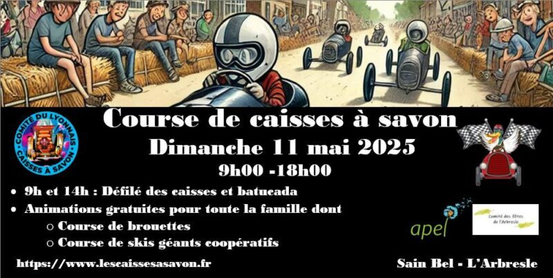 A l'Abresle, le dimanche 11 mai 2025 sera sous le signe de la course de caisses à savon !