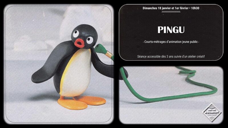 Retrouvez 8 aventures de Pingu le manchot à l'Aquarium ciné-café ce dimanche 18 janvier 2026. 